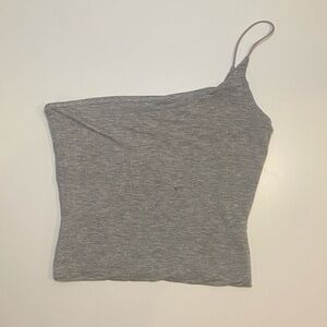Grey One Shoulder Crop Top